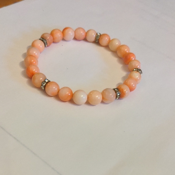 chic bracelet Jewelry - Vintage Coral Pink and Orange Beaded Bracelet Sparkly Accents